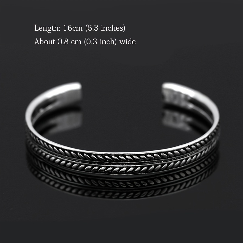 Men's Silver Leaves Pattern Bracelet Bangle